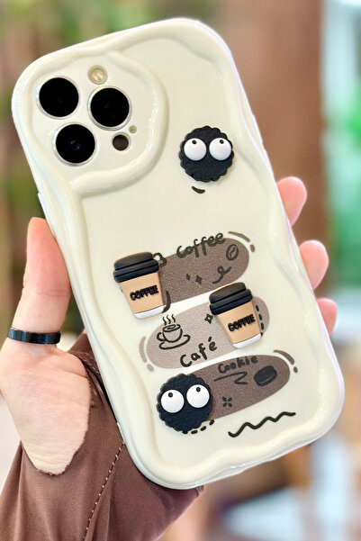 Vip Case iPhone 14 Pro  Kahve Kurabiye Desenli 3 Boyutlu Şirin Parlak Tasarım...
