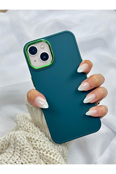 Vip Case Apple iPhone 13-14 Uyumlu Kılıf Parlak Metal Çerçeveli Pastel Renkli Silikon Ruby Kapak