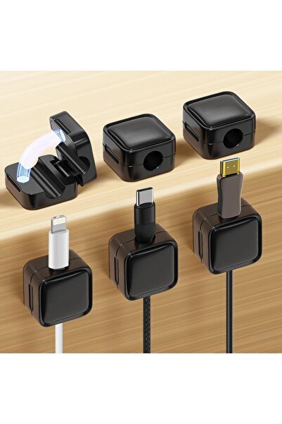 LIVVY مجموعة من 6 مشابك تنظيم الكابلات المغناطيسية - حامل إدارة أسلاك المكتب ...