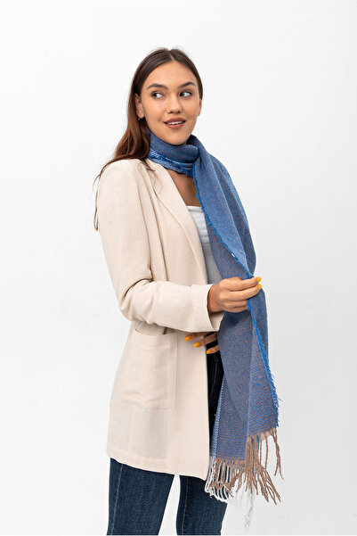 Axesoire 13803 М'яка тканина з риб'ячим візерунком Sax Синій товстий плечовий шарф