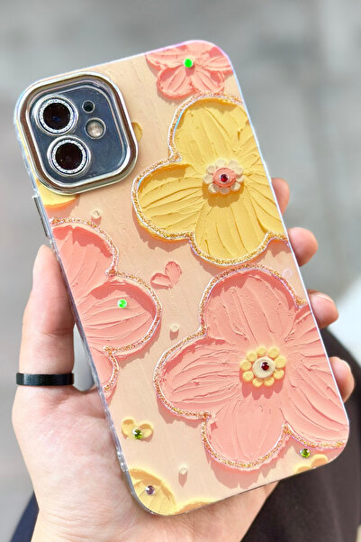 Vip Case iPhone 11 Flower Pattern Self Lens Protection Electroplating Glossy Stylish Hologram Paint Case