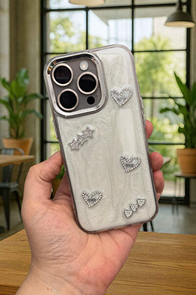 Vip Case iPhone 16 Pro Uyumlu Epoksili 3D Figürlü Kalpli Kurdelalı Parlak Şık...