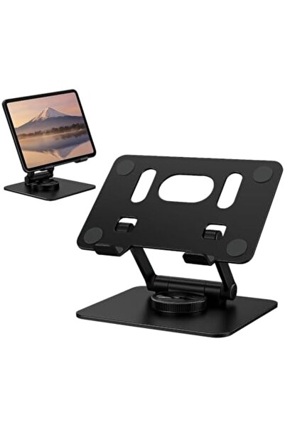 LIVVY حامل آيباد معدني قابل للدوران 360 درجة، حامل هاتف وجهاز لوحي للمكتب