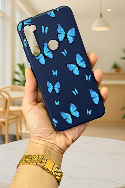Vip Case Xiaomi Redmi Note 8 MAVİ KELEBEK DESENLİ Silikon Darbe Emici Klasik ...
