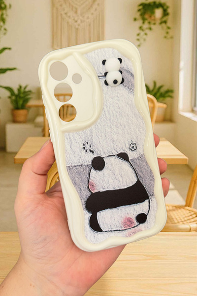 Vip Case Samsung Galaxy A35 Sevimli Ayıcık Panda Desenli 3 Boyutlu Şirin Parl...