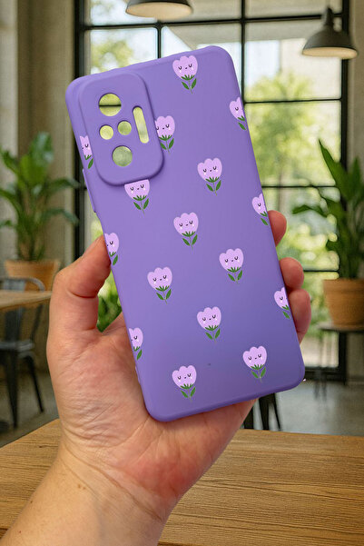 Vip Case Xiaomi Redmi Note 10 Pro Uyumlu MİNİ LALE DESENLİ Silikon Darbe Emici Klasik Korumalı Rubber Kılıf