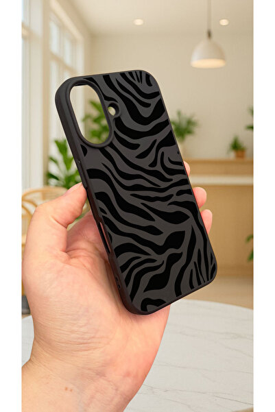 Vip Case iPhone 16 -ZEBRA DESENLİ Silikon Darbe Emici Klasik Korumalı Rubber Kılıf277