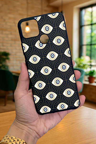 Vip Case Realme C25 -EVIL EYE DESENLİ Silikon Darbe Emici Klasik Korumalı Rubber Kılıf