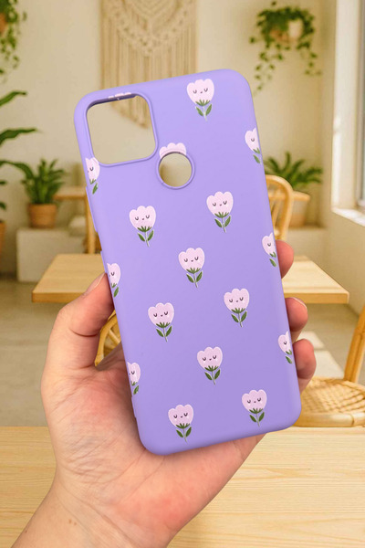 Vip Case Realme C25 Uyumlu Kılıf MİNİ LALE DESENLİ Silikon Darbe Emici Klasik...