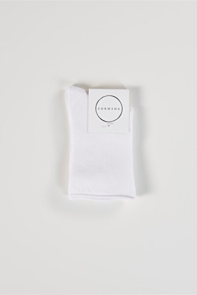 Forwena Безшевни дамски чорапи до глезена от модална еластичност в бял цвят