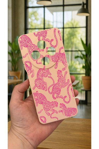 Vip Case Redmi 14C -PEMBE LEOPAR DESENLİ Silikon Darbe Emici Klasik Korumalı Rubber Kılıf