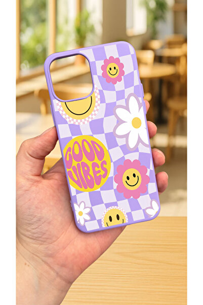 Vip Case iPhone 12 ve 12 Pro Uyumlu GOOD VİBES Silikon Darbe Emici Klasik Kor...