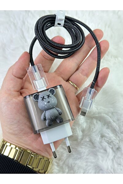 Vip Case İphone 18w/20w Uyumlu Şarj Başlık Kablo Koruyucu Örme Set İphone 11 ve Üstü Tüm Modeller İçin