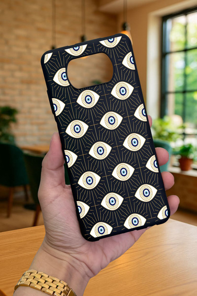Vip Case Poco X3 ve X3 Pro Uyumlu Evıl Eye Desenli Silikon Darbe Emici Klasik Korumalı Rubber Kılıf
