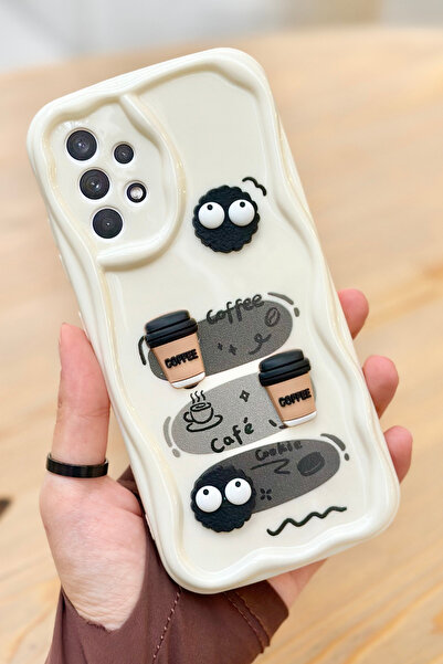 Vip Case Samsung Galaxy A52 Coffee Cookie Pattern 3D Cute Shiny Design Cookie Case