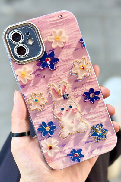 Vip Case iPhone 11 Çiçek Uyumlu  Desenli Kendinden Lens Korumalı  Parlak Şık ...