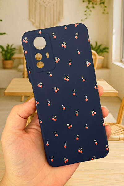 Vip Case Redmi Note 12S-MİNİ KİRAZ DESENLİ Silikon Darbe Emici Klasik Korumal...