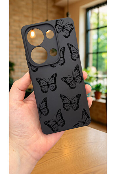 Vip Case Redmi Note 13 Pro 4G SİYAH KELEBEK DESENLİ Silikon Darbe Emici Klasi...