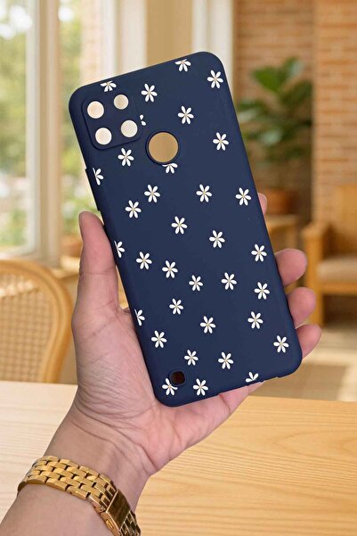 Vip Case Realme C21Y Ve C25Y -MİNİ PAPATYA DESENLİ Silikon Darbe Emici Klasik Korumalı Rubber Kılıf