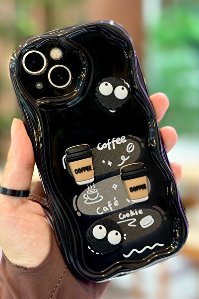 Vip Case iPhone 15  Kahve Kurabiye Desenli 3 Boyutlu Şirin Parlak Tasarım Coo...