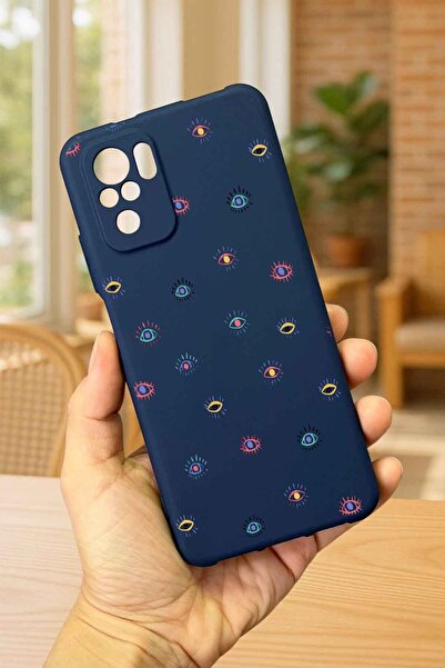 Vip Case Redmi Note 10/10S Uyumlu MİNİ EVIL EYE DESENLİ Silikon Darbe Emici Klasik Korumalı Rubber Kılıf