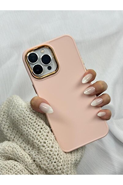 Vip Case Apple iPhone 15 Pro Max Uyumlu Kılıf Parlak Metal Çerçeveli Pastel R...