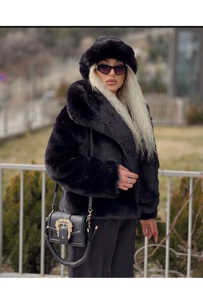 Axesoire 14623-1 Peluş Siyah Kalpak Şapka