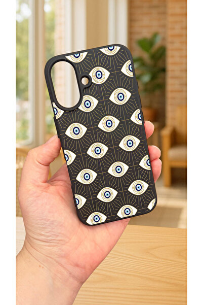 Vip Case iPhone 16 Plus Uyumlu EVIL EYE DESENLİ Silikon Darbe Emici Klasik Korumalı Rubber Kılıf