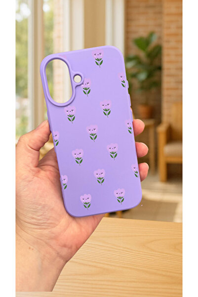 Vip Case iPhone 16 Plus Uyumlu MİNİ LALE DESENLİ Silikon Darbe Emici Klasik K...