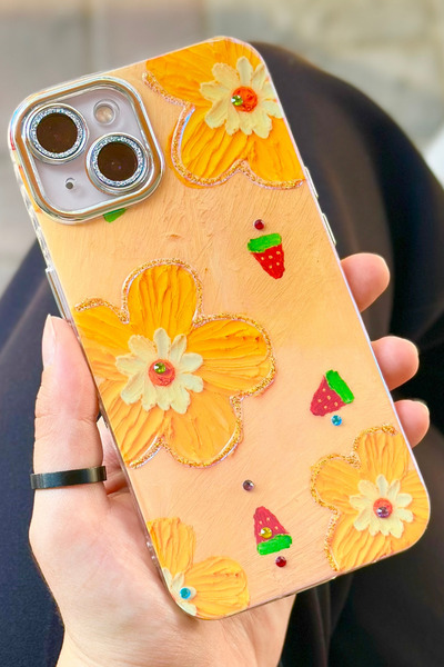 Vip Case iPhone 13 Uyumlu Çiçek Desenli Kendinden Lens Korumalı Elektrokaplam...