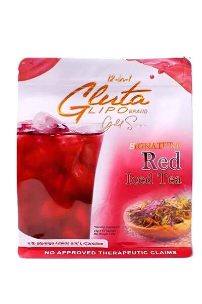 Gluta Lipo شاي مثلج أحمر - ١٢ في ١ للتخلص من السموم والتخسيس مع المورينجا وإل...