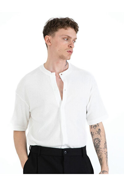 ATKGİYİM Yazlık Gömlek Erkek Düğmeli Yarım Yaka Kısa Kollu Yazlık Gömlek – Ba...
