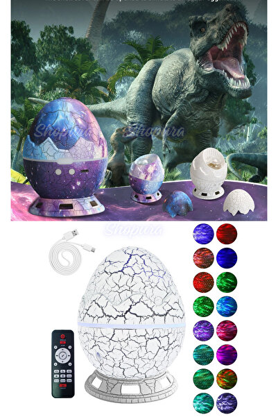 Shopura Kuzey Işıkları Projektörü - Dinozor Yumurtası Bluetooth Hoparlörlü Ge...