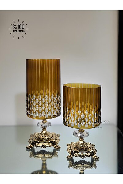 AKDEN STORE Kristal Dekor Cam Vazo - Masaüstü Dekorasyon 2'Lİ Vazo