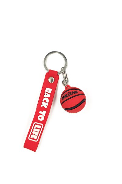 Tajemny Silicone 3D Red Basketball Ball Keychain- Bag Charm