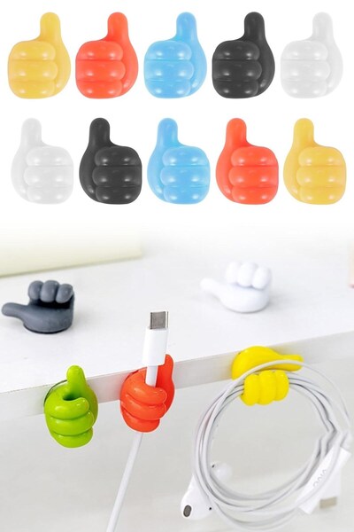 Kiesa حامل كابل ملون 10 قطع لاصق سيليكون حامل كابل الإبهام حامل سلسلة المفاتي...