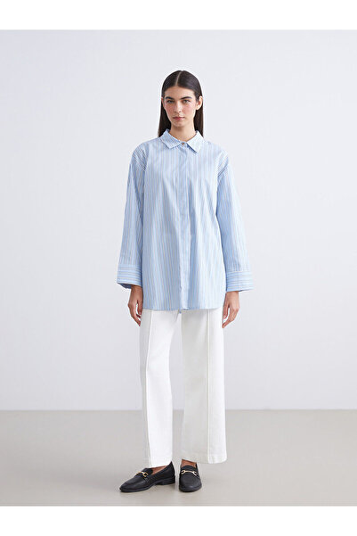 LC Waikiki New Season Striped Oversize Poplin Women's Shirt Tunic