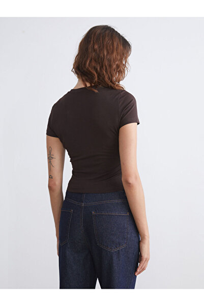 LC Waikiki Brown Crew Neck Women's Bodysuit