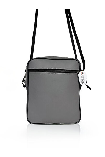 westbag Genuine Leather Unisex Gray Multi-Eye Zippered Messenger Shoulder Bag