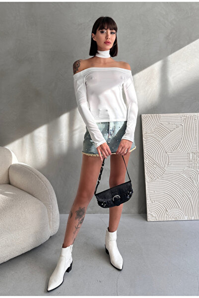 EYLANA Madonna Yaka Sandy Bluz with Neck Accessories