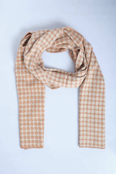 Sebir Moda Houndstooth Patterned Double-Sided Mother-Daughter Set Scarf (40X180Cm and 30X140Cm)