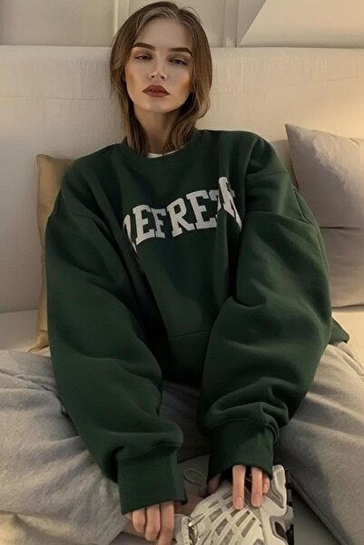 FECCY Pamuklu REFRESH Baskılı Kapüşonlu Sweatshir
