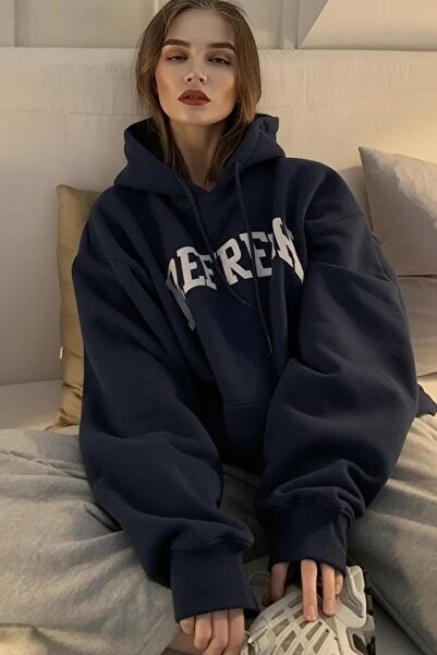 FECCY Pamuklu REFRESH Baskılı Kapüşonlu Sweatshir