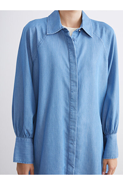 LC Waikiki LCW Modest YENİ SEZON Gömlek Yaka Kadın Jean Tunik