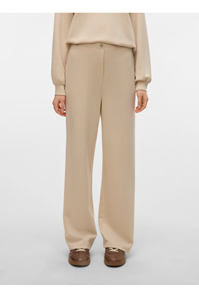 Vero Moda Normal Bel Rahat Krem Kadın Pantolon VMHALI HW WIDE PANT JRS GA BOO
