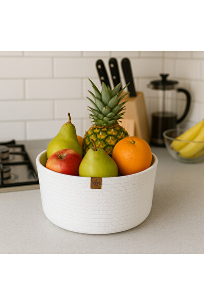 Efuliz Home Jute-Wicker Multi-Purpose-Organizer-Organizer Basket - Vegetable-Fruit Basket, Container (Width: 20 - Length: 15 cm)