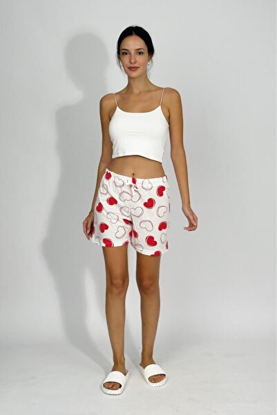 Betimoda Women's Four Seasons Polyviscose Ribbon Shorts White