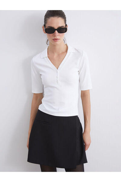 LC Waikiki New Season Polo Neck Ribbed Women's T-Shirt