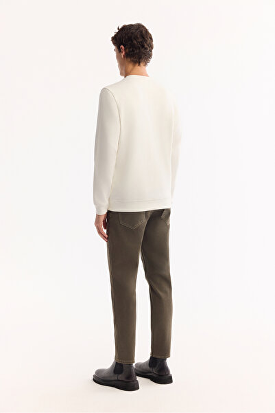 Avva Erkek Ekru Bisiklet Yaka Pamuklu Bi-Stretch Baskılı Regular Fit Sweatshirt A52Y1261