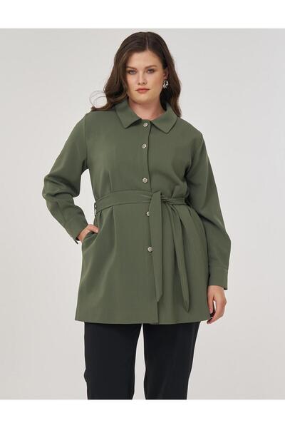 Kayra Belt Detailed Jacket Forest Green